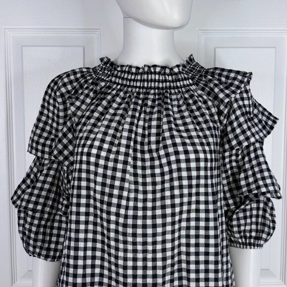 Max Studio Checkered Ruffle Sleeve Blouse - Picture 2 of 2